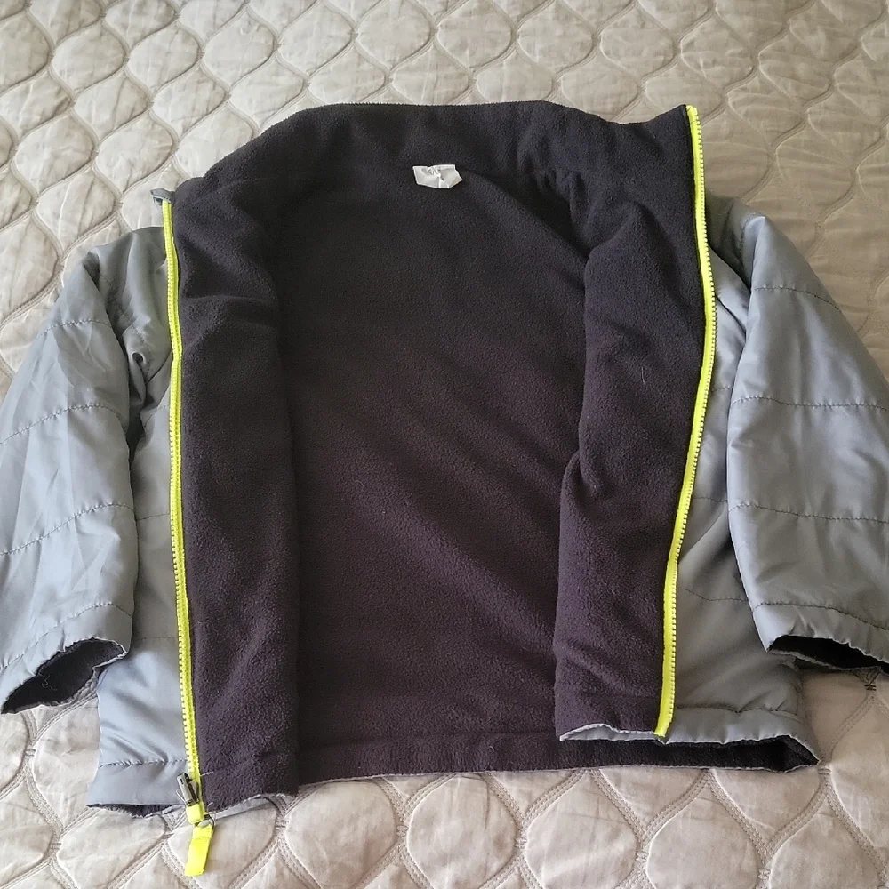 Kids Gray Fleece Lined Reversable Jacket with Neon Accents